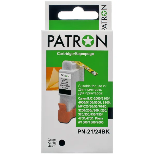 Картридж совместимый Canon BCI-21/BCI-24 (0954A002/6881A002) 225 стр, черный Patron (PN-21/24BK)