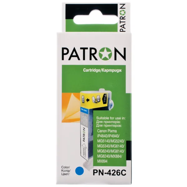 Картридж совместимый Canon CLI-426C (4557B001) 650 стр, голубой Patron (PN-426C)
