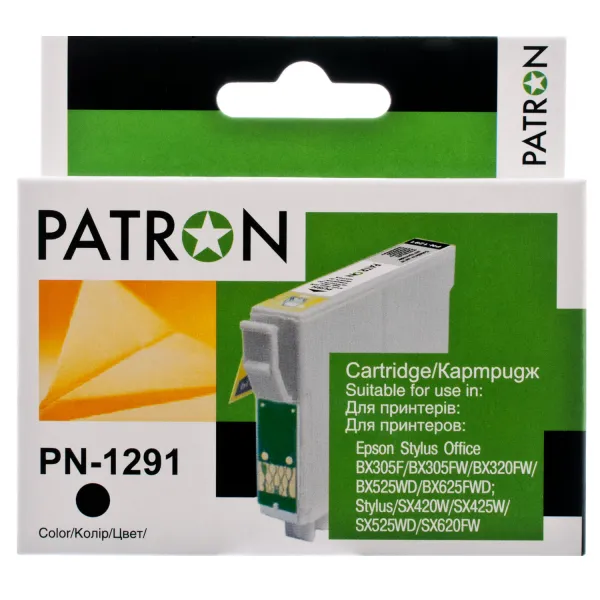 Картридж совместимый Epson T1291 (C13T12914011/C13T12914012) 440 стр, черный Patron (PN-1291)