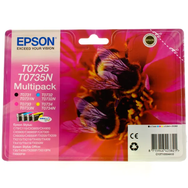 Комплект картриджей T07354A/T10554A черный, голубой, пурпурный, желтый Epson (C13T07354A10/C13T10554A10) - Фото 2