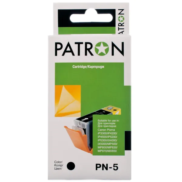 Картридж совместимый Canon PGI-5PGBK (0628B024) 500 стр, черный Patron (PN-5BK)