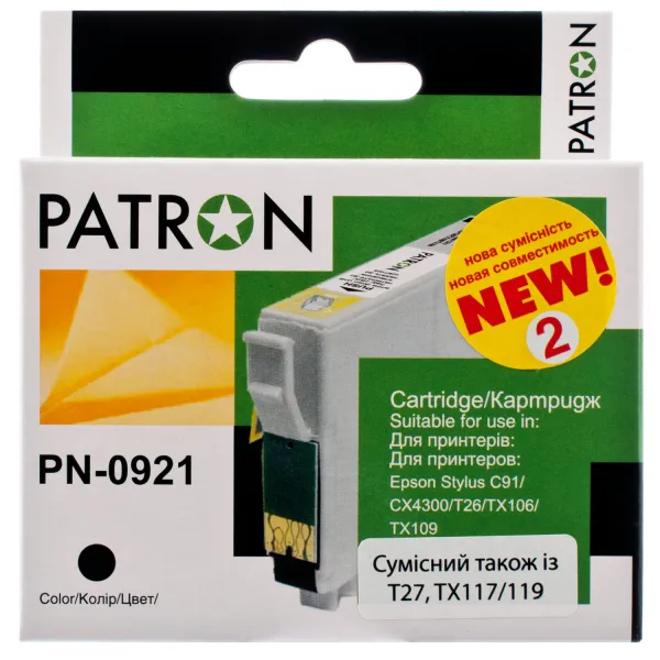 Картридж совместимый Epson T0921/T1081 (C13T10814A10) 260 стр, черный Patron (PN-0921)