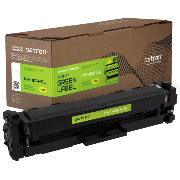 Картридж совместимый HP 410A (CF412A) желтый Green Label Patron (PN-410AYGL)