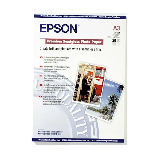 Фотобумага Premium Semigloss A3, 20 л Epson (C13S041334)
