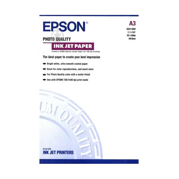 Бумага Photo Quality Ink Jet Paper A3, 100 л Epson (C13S041068)