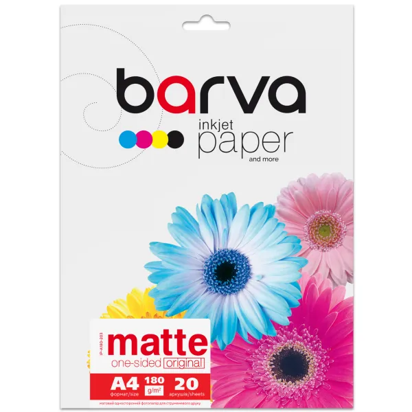 Фотобумага матовая 180 г/м2, А4, 20 л Original Barva (IP-A180-203)