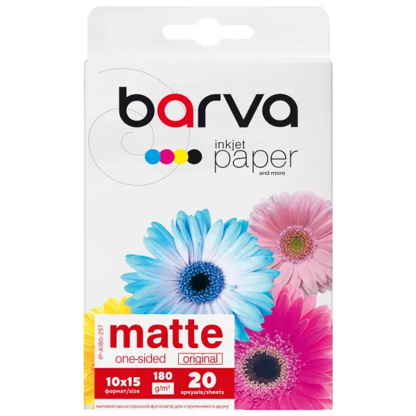 Фотобумага матовая 180 г/м2, 10x15 см, 20 л Original Barva (IP-A180-257)