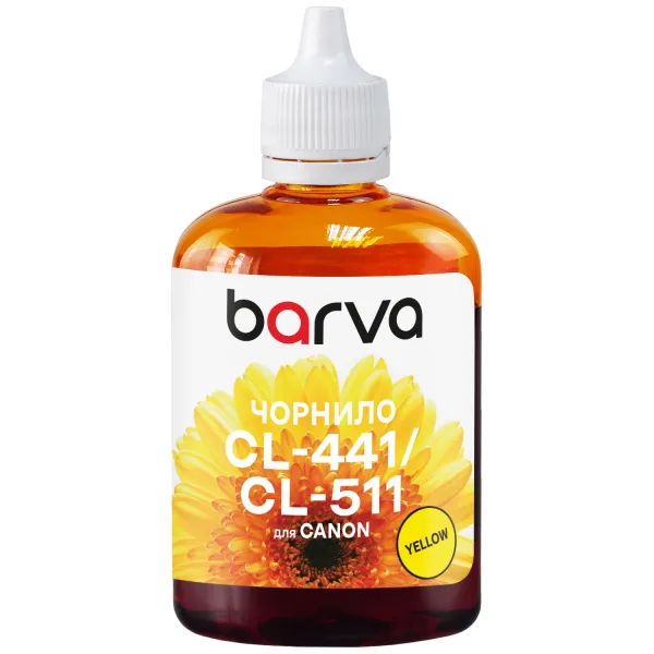 Чернила совместимые для Canon CL-441/CLI-521/CL-511 специальные 90 г, водорастворимые, желтые Barva (C521-288)