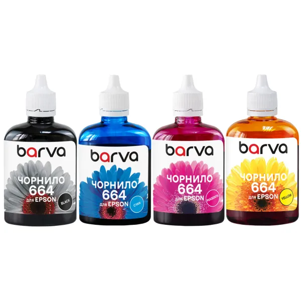 Комплект чернил совместимых для Epson 664 специальные 4x90 г, водорастворимые, BK/C/M/Y Barva (E-L100-090-MP)