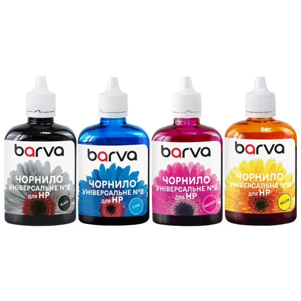 Комплект чернил для HP универсальные №2 4х90 г, водорастворимые, BK/C/M/Y Barva (HU2-090-MP)