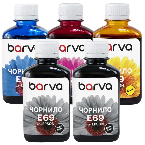 Комплект чернил совместимых для Epson T69 специальные 5x180 мл, пигментные/водорастворимые, MB/PB/C/M/Y (E69-180-MP)