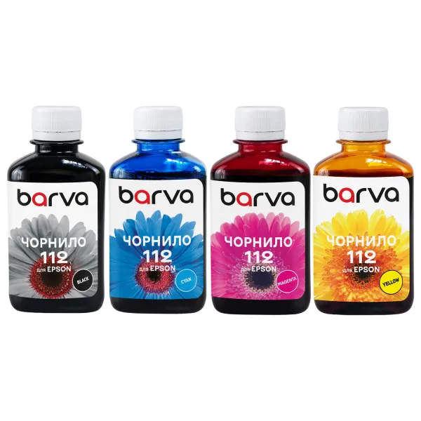 Комплект чернил совместимых для Epson 112 специальные 4x180 мл, пигментные/водорастворимые, BK/C/M/Y Barva (E112-180-MP)