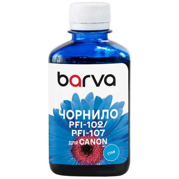 Чернила для Canon PFI-102/PFI-107 C специальные 180 мл, водорастворимые, голубые Barva (C107-885)