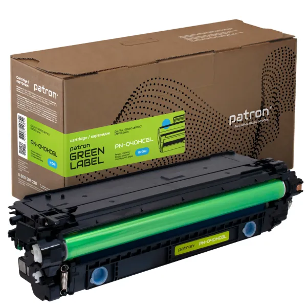 Картридж совместимый Canon 040H Green Label, голубой Patron (PN-040HCGL)