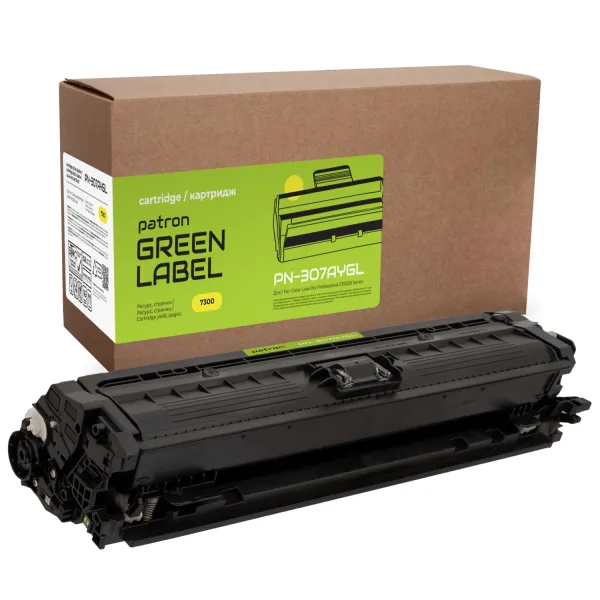 Картридж совместимый HP 307A (CE742A) желтый Green Label Patron (PN-307AYGL)