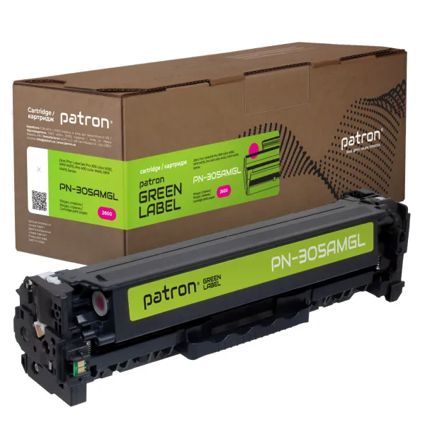 Картридж совместимый HP 305A (CE413A) пурпурный Green Label Patron (PN-305AMGL)