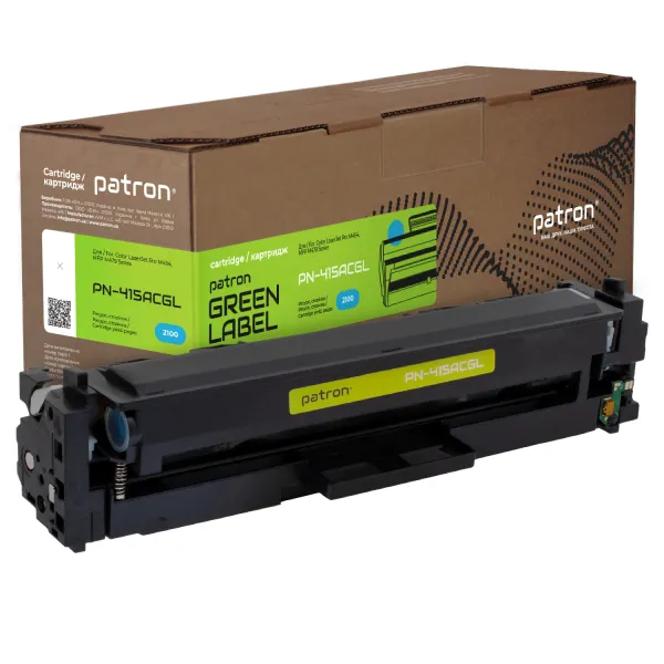 Картридж совместимый HP 415A (W2031A) Green Label, голубой Patron (PN-415ACGL)