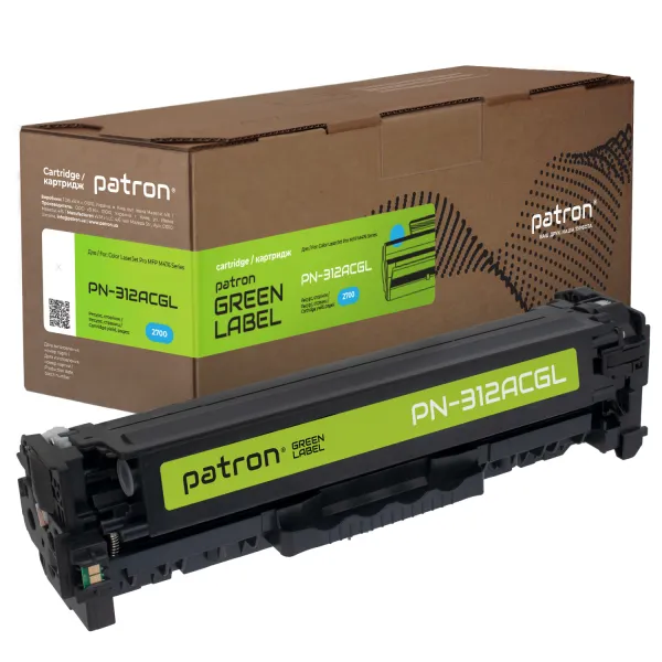 Картридж совместимый HP 312A (CF381A) Green Label, голубой Patron (PN-312ACGL)