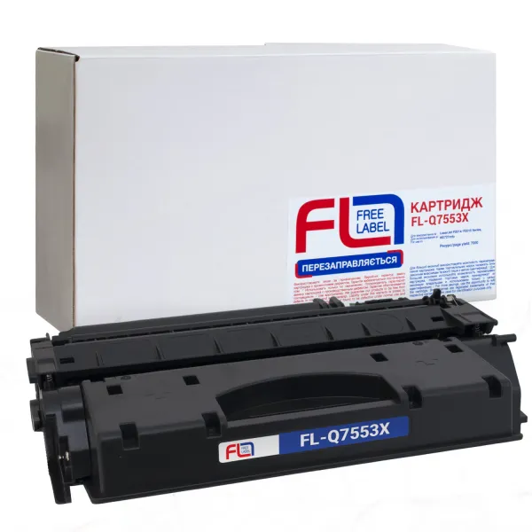 Картридж совместимый HP 53X (Q7553X) Free Label (FL-Q7553X)