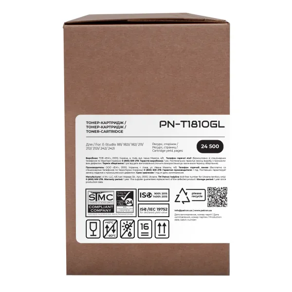 Тонер-картридж совместимый Toshiba T-1810E Green Label Patron (PN-T1810GL) - Фото 2