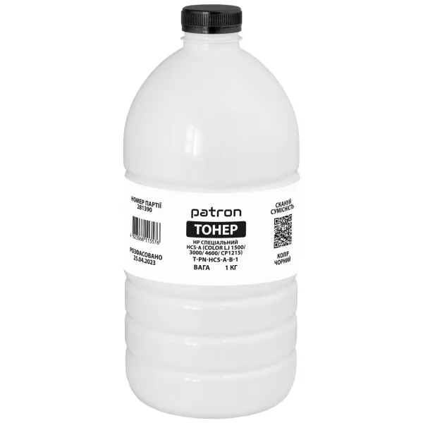 Тонер HP специальный HCS-A флакон, 1 кг, черный Patron (PN-HCS-A-B-1)