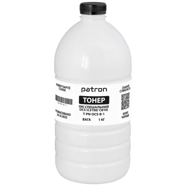 Тонер Oki специальный OCS флакон, 1 кг, черный Patron (PN-OCS-B-1)