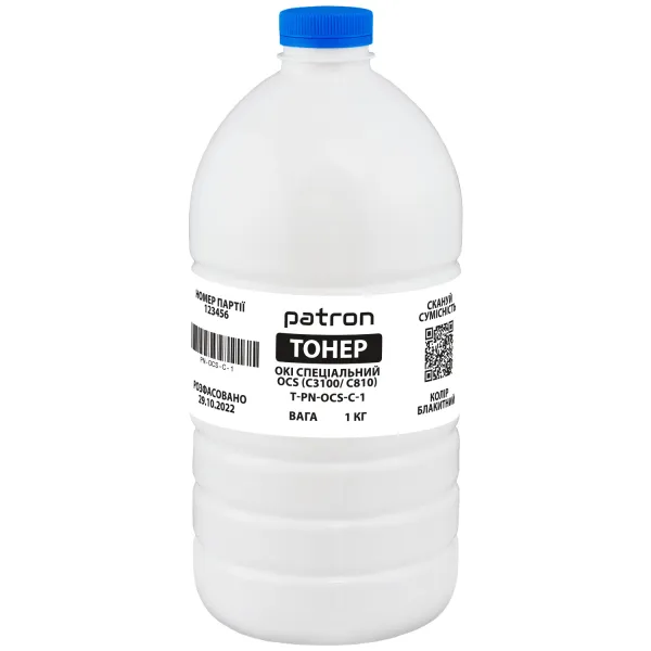 Тонер Oki специальный OCS флакон, 1 кг, голубой Patron (PN-OCS-C-1)