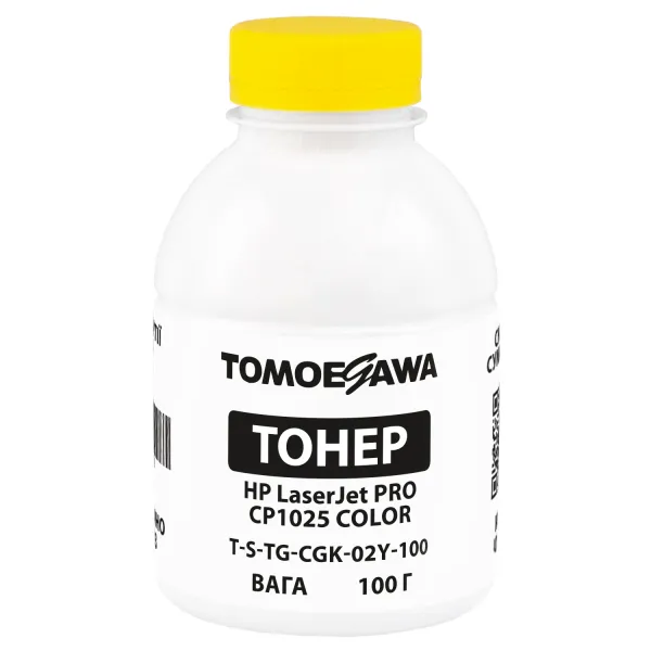 Тонер HP LaserJet Pro CP1025 color флакон, 100 г, желтый, химический Tomoegawa (TSM-CGK-02Y-100)
