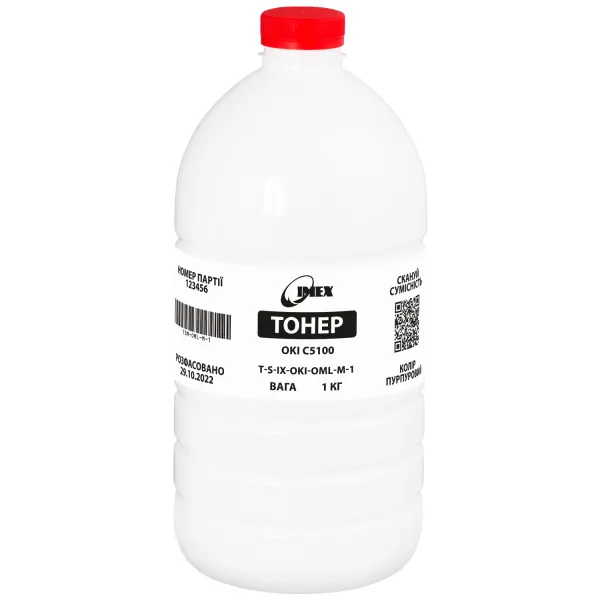 Тонер Oki C5100 флакон, 1 кг, пурпурный Imex (TSM-OML-M-1)