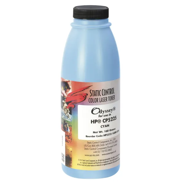 Тонер HP CLJ 5225 флакон, 160 г, голубой SCC (HP5225-160B-COS)