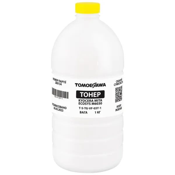 Тонер Kyocera Mita Ecosys M6030 флакон, 1 кг, желтый Tomoegawa (TSM-VF-03Y-1)