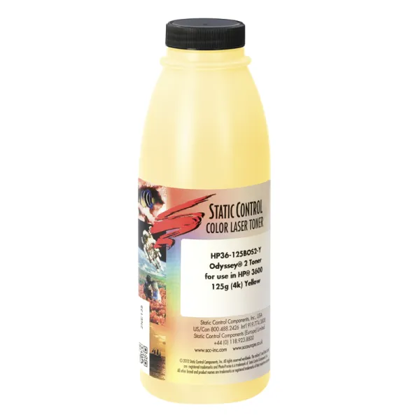 Тонер HP CLJ 3600 флакон, 125 г, желтый SCC (HP36-125BOS2-Y)