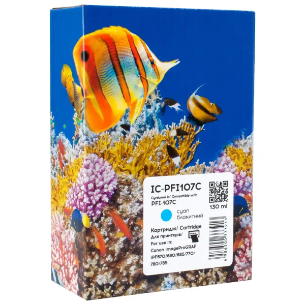 Картридж сумісний Canon PFI-107C (6706B001) 130 мл, блакитний Barva (IC-PFI107C)
