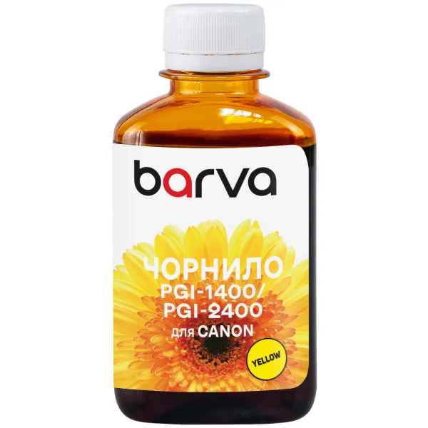 Чернила для Canon PGI-1400/PGI-2400 Y специальные 180 мл, пигментные, желтые Barva (C1400-931) - Фото 1 