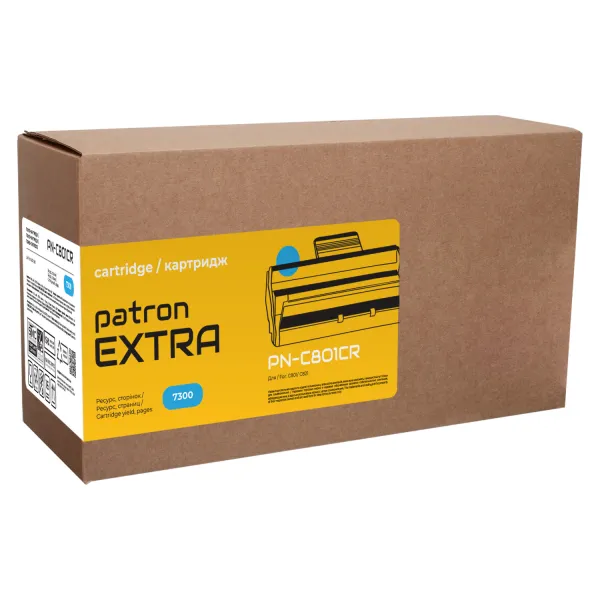 Тонер-картридж совместимый Oki 44643007 (C801/C821) голубой Extra Patron (PN-C801CR)
