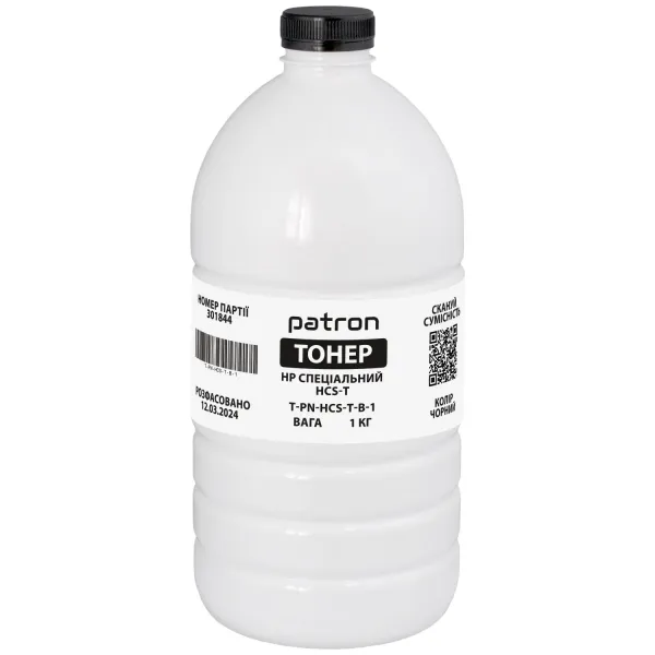 Тонер HP специальный HCS-T флакон, 1 кг, черный Patron (PN-HCS-T-B-1)
