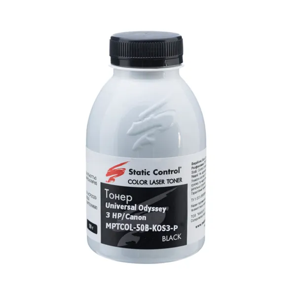 Тонер HP универсальный MPTCOL3 флакон, 50 г, черный SCC (MPTCOL-50B-KOS3-P)