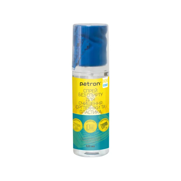 Набор для очистки оргтехники и пластика 2в1 (Спрей 120 мл + Салфетка) Patron (F3-025)
