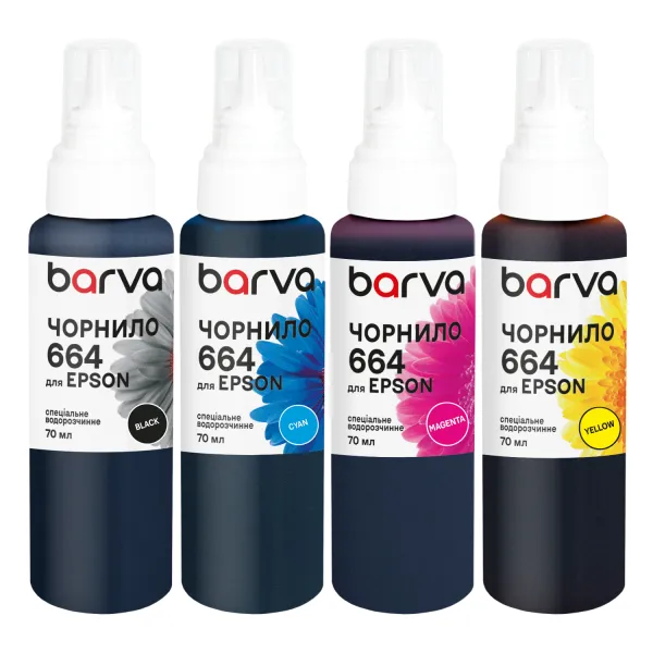 Комплект чернил для Epson 664 специальные 4x70 мл, водорастворимые, BK/C/M/Y Barva (E664-070-MP)