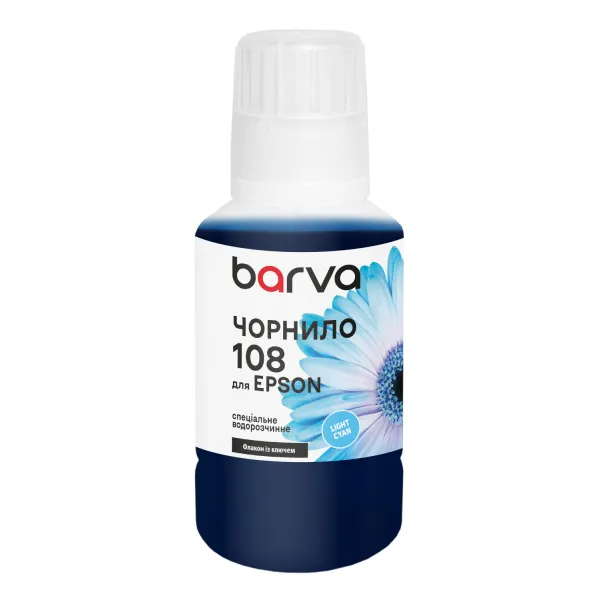 Чернила для Epson 108 LC специальные 140 мл, OneKey, водорастворимые, светло-голубые Barva (E108-1013)