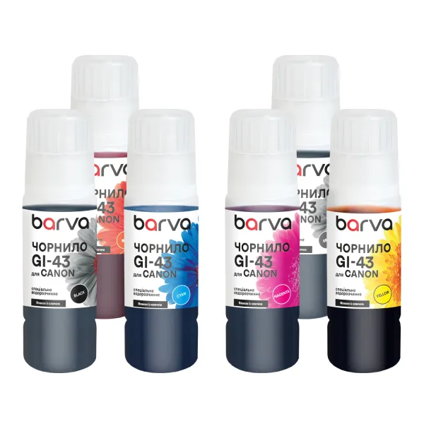 Комплект чернил для Canon GI-43 специальные 6x70 мл, OneKey, водорастворимые, BK/C/M/Y/R/GY Barva (CGI43-070-MP)
