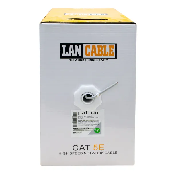Кабель витая пара FTP CAT.5E Solid Cable 305 м, 4*2*0.50, биметалл Patron (04002)