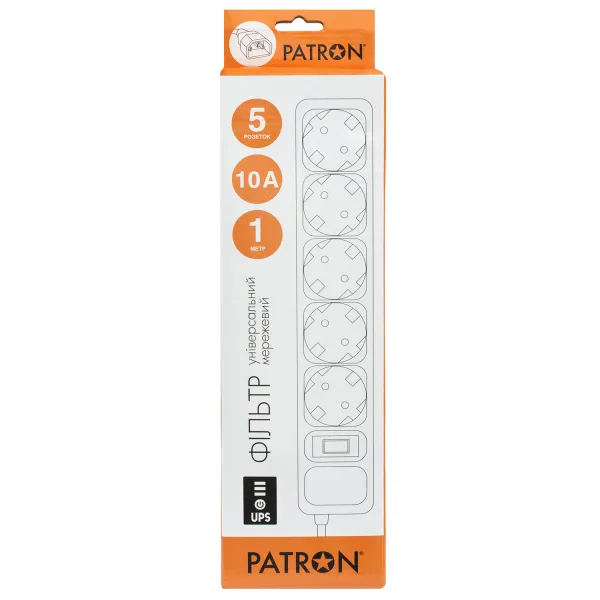 Фильтр сетевой для ИБП 5 розеток, 1 м, черный, 3*1мм2 Patron (SP-1053U) - Фото 3
