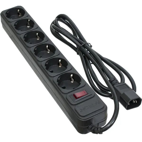 Фильтр сетевой для ИБП 6 розеток, 2 м, черный, 3*1мм2 Patron (SP-1065U)