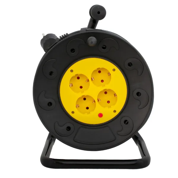 Удлинитель сетевой на катушке, 4 розетки, 10 А, 250 В, 3*1,5 мм2, 25 метров, черно-желтый Patron (PN-CAB-REL-25A-4) - Фото 2