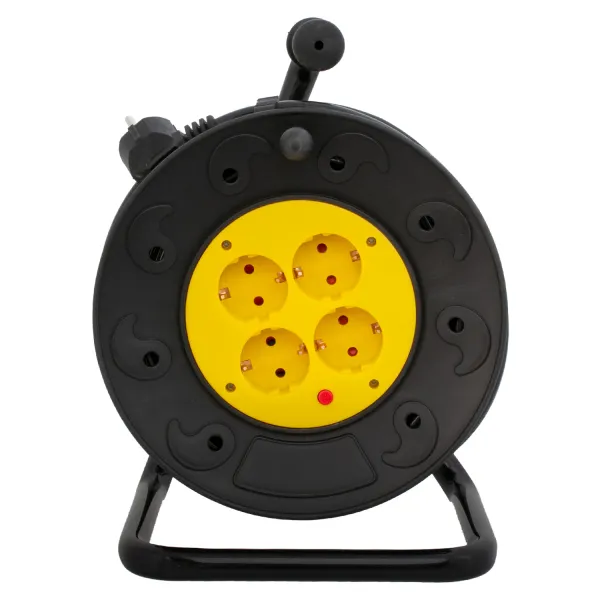 Удлинитель сетевой на катушке, 4 розетки, 10 А, 250 В, 3*2,5 мм2, 25 метров, черно-желтый Patron (PN-CAB-REL-25B-4) - Фото 2