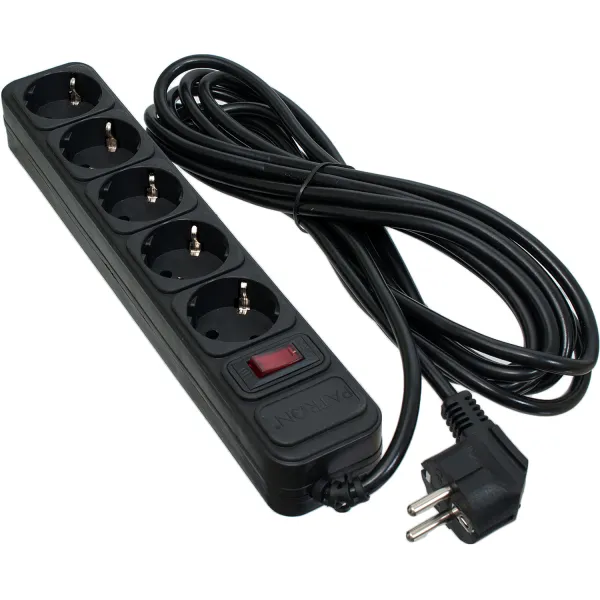 Фильтр сетевой 5 розеток, 10 м, черный, 3*1,5мм2 Patron (SP-16510)