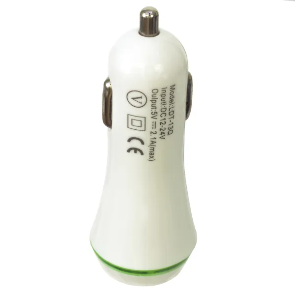 Устройство зарядное автомобильное 2xUSB 2.0 2A/1A, белое Patron (PN-2USB-CAR-WH) - Фото 2