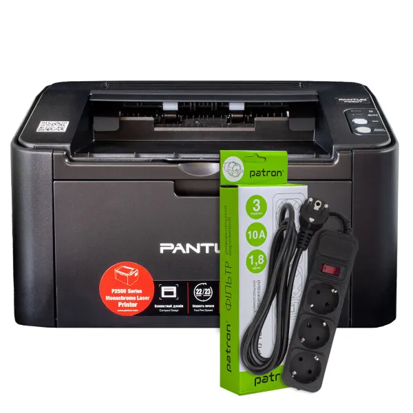 Принтер лазерний P2507 A4 Pantum (P2507) + Фільтр мережевий 3 розетки Patron (SP-1033)