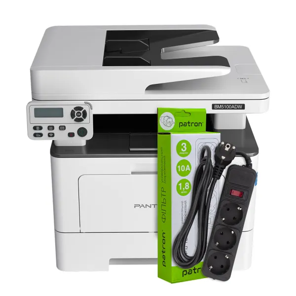 МФУ BM5100ADW A4, Wi-Fi Pantum (BM5100ADW) + Фильтр сетевой 3 розетки Patron (SP-1032)